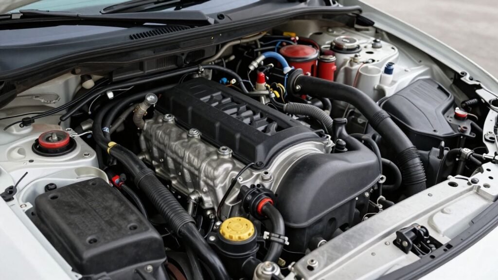 Mitsubishi Lancer engine bay for 2014-2017 models.