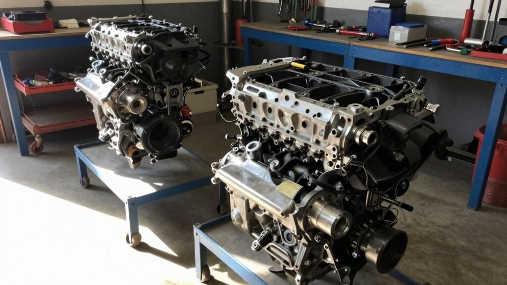 Used car engines in a Melbourne workshop.